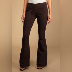 Free People Penny Dark Brown Pull-on flare pants